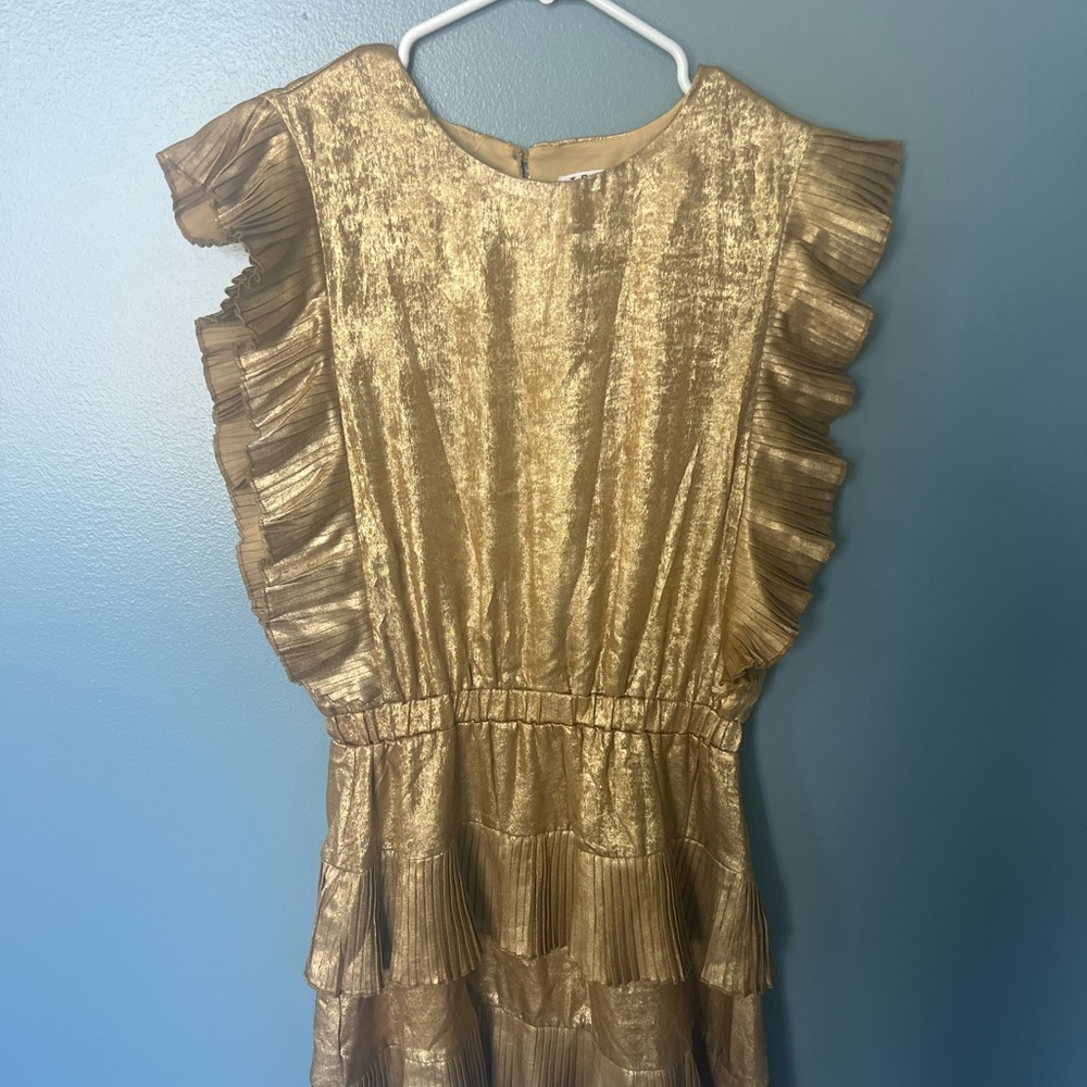 TCEC Gold Ruffle Mini Dress
